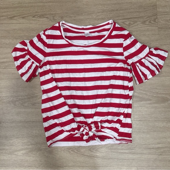 Red and White Striped Women's Top - Picture 1 of 2